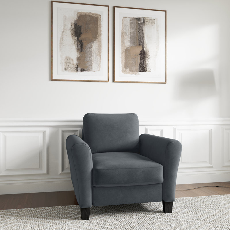 Fauteuil à accoudoirs évasés 33,75 po Ashfield, Microfibres et suédine gris foncé