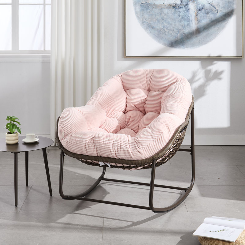 Chaise berçante d'extérieur en acier Alvan, Rose