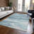 Machine Washable Indoor/Outdoor Xhevrie Teal Rug-1256099516