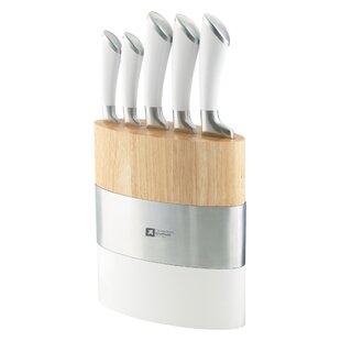 RICHARDSON SHEFFIELD KYU KNIFE BLOCK WOODEN GLOSS WHITE, MATTE BLACK - NO  KNIVES