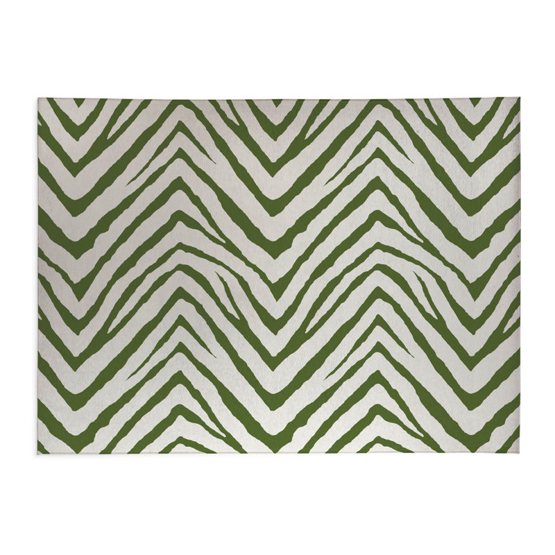 Tapis de cuisine Zebra, Vert olive, Rectangle 5 pi x 7 pi