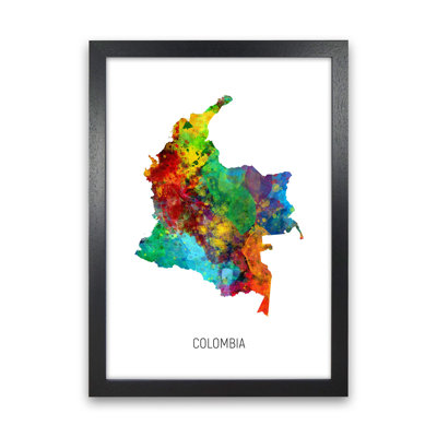 Colombia Watercolour Map by Michael Tompsett - Print