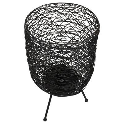 Basket Weave-Style Iron Table Lamp - 14.5" - Black