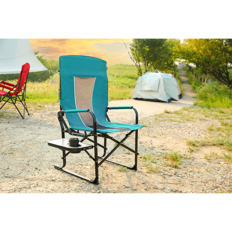 Heavy Duty Camping Directors Chair With Side Table - Portable Folding For Beach, Fishing, Picnic, Lawn Blue Tailgating, Lawn, Picnic