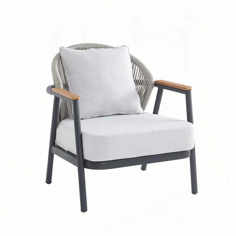 Outdoor Rope Club Chair, Gray