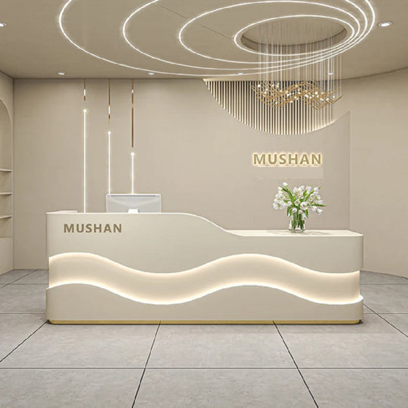 Clermeau L-Shape Manufactured Wood Reception Desk, 60cm H x 140cm W x 100cm D, Off White