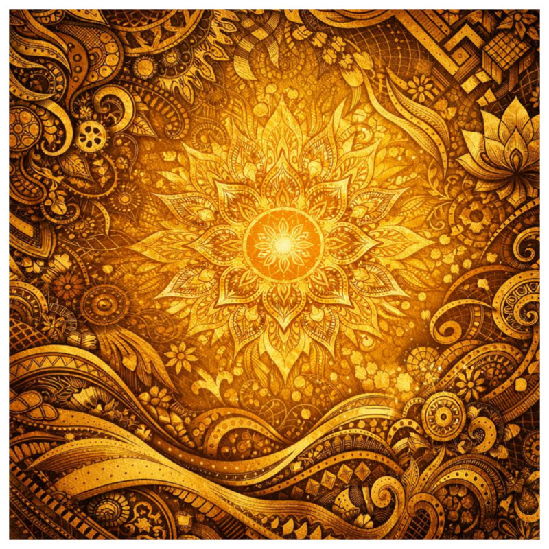 Tapis de bain complexe Golden Mandala, 24in W x 17in L
