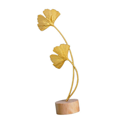 Statue de feuille de ginkgo décorative moderne en fer, ornement de bureau pour entrée, haute