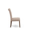 L'ensemble de 3 tables de salle à manger modernes comprend une table ronde en bois avec piédestal et 2 chaises de salle à manger Parson en tissu brun clair et acajou-913428049-913428048