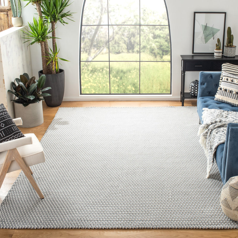 Bernel Handmade Flatweave Cotton Light Grey Area Rug, Rectangle 4' x 6'