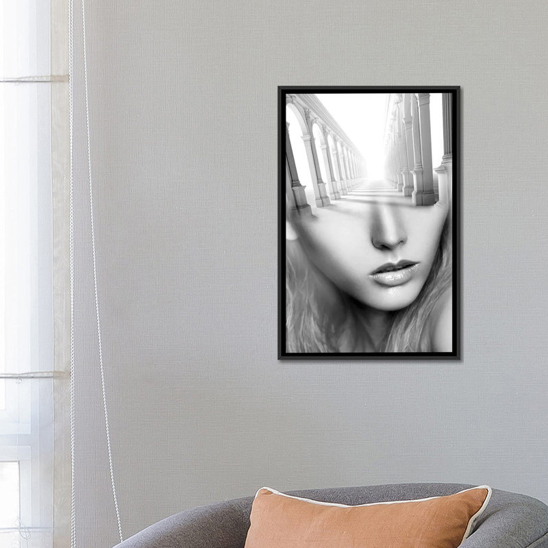 « antic lady », impression sur toile, H 26 po x l 18 po x P 1,5 po, Pas de tapis, Toile avec cadre noir