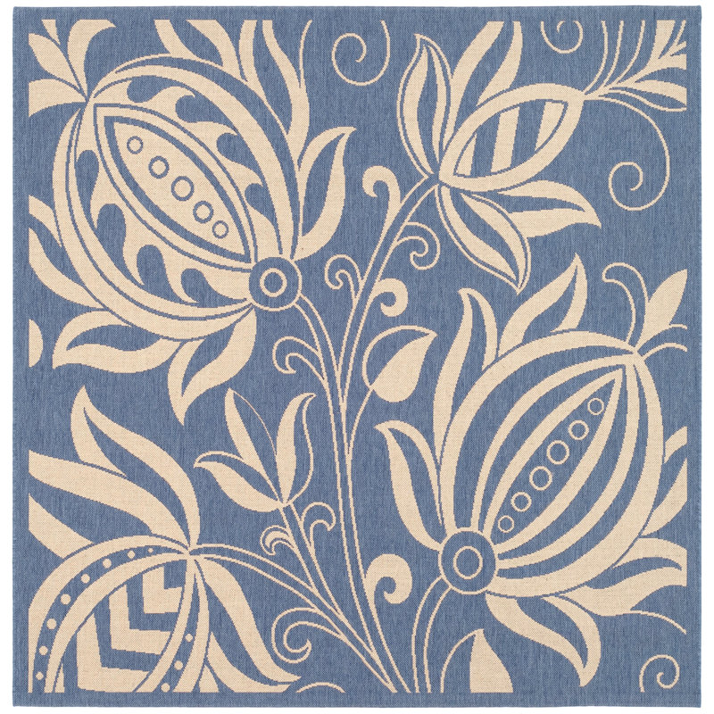 Clansy Performance Floral Indoor/Outdoor Area Rug, Square 6'7"