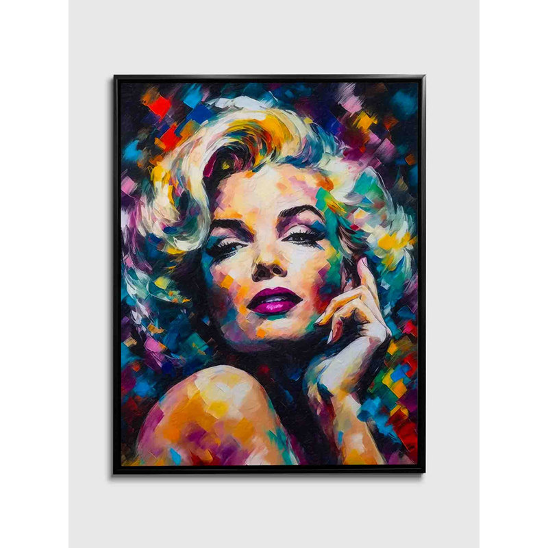 Marilyn, reproduction d'art sur toile, Cadre flottant noir