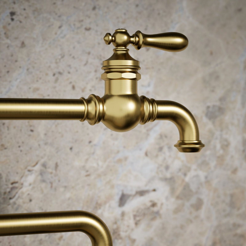 Artifacts Single-Hole Deck-Mount Pot Filler with Extended Spout, Vibrant Brushed Moderne Brass