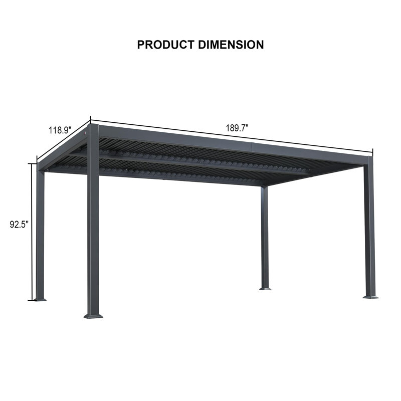 16 Ft. W X 10 Ft. D Aluminum Louvered Pergola,Aluminum Outdoor Pergola with Adjustable Louvers Roof for Patio Deck Porch Yard