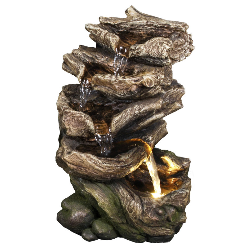 Polyresin Multi Level Logs Fountain with LED Light