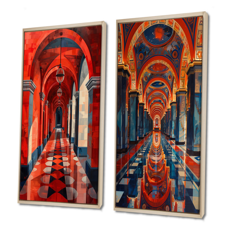 Ensemble de 2 pièces d'art mural, H 32 po x l 32 po, Érable, Impression encadrée