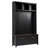 4-in-1 Hall Tree with 6 Golden Hooks, Wood Grain Bench with 2 Drawers and Storage, Black-2086135394