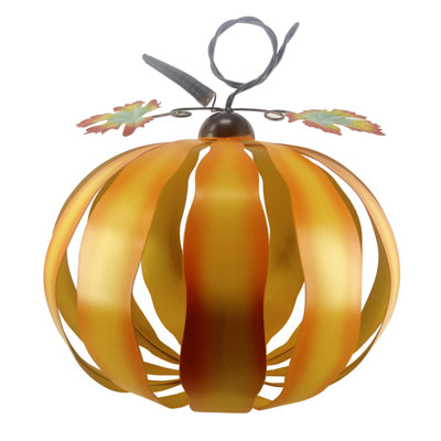 Haunted Hill Farm 3D LED 14-In Pumpkin Lantern Halloween Decoration in Orange