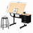 Maple tabletop  Adjustable drafting  drawing table for Crafting, Reading, Writing with stool and 3 Storage drawers