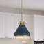 Luminaire suspendu en laiton naturel 1 lumière avec abat-jour en métal bleu mat Randel-1000775252