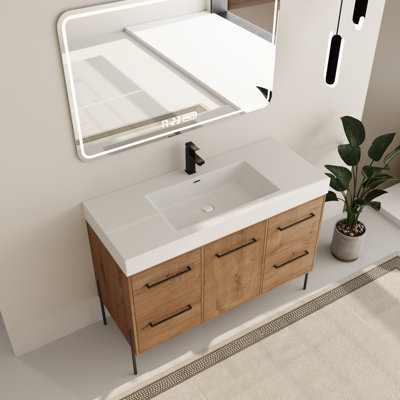 Ensemble de meuble-lavabo double 60 po avec plateau en résine Eldrin