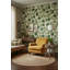 Papier peint floral, décoration murale rétro verte