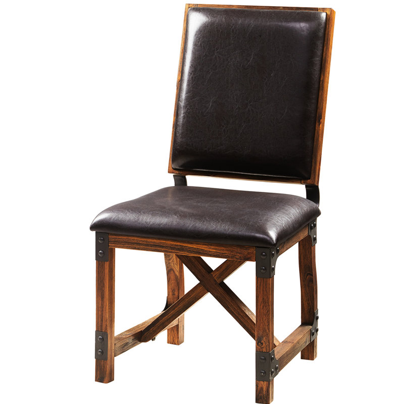 Chaise de salle à manger à pieds en bois massif avec revêtement en similicuir revêtu de tissu d'ameublement moderne