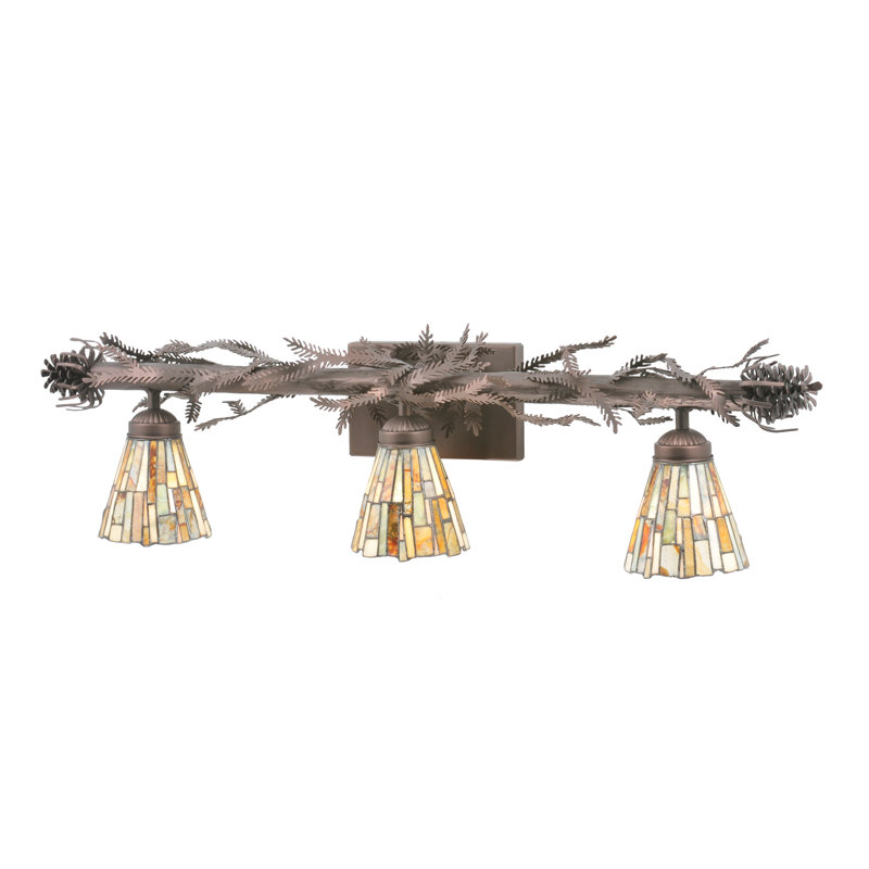 Rustic Jadestone 3-Light Vanity Fixture in Mahogany Bronze