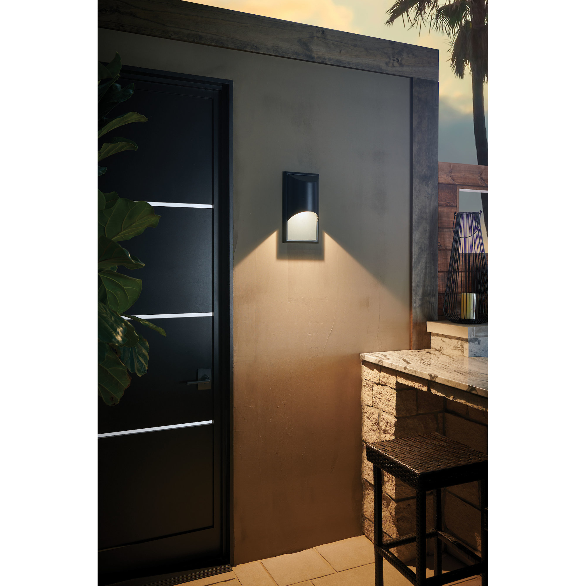 Aurore Single Light Rectangle Outdoor Wall Light, Satin Black, Incandescent, Medium