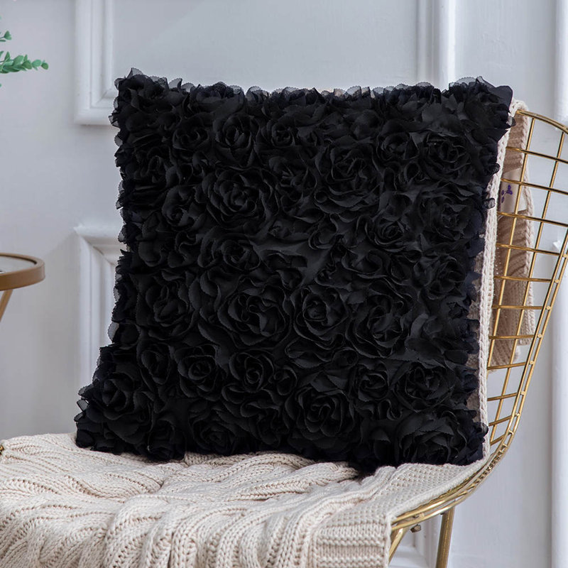 Microsuede Pillow Cover, Black, 20" x 20"