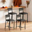 Bar Stools Set of 4, 65cm Counter Height, Dining Chairs Set of 4,Upholstered PU Dining Room Chairs with Curved Backrest, Modern Kitchen Chairs with Metal Legs & h-Frame Support for Home or Bar