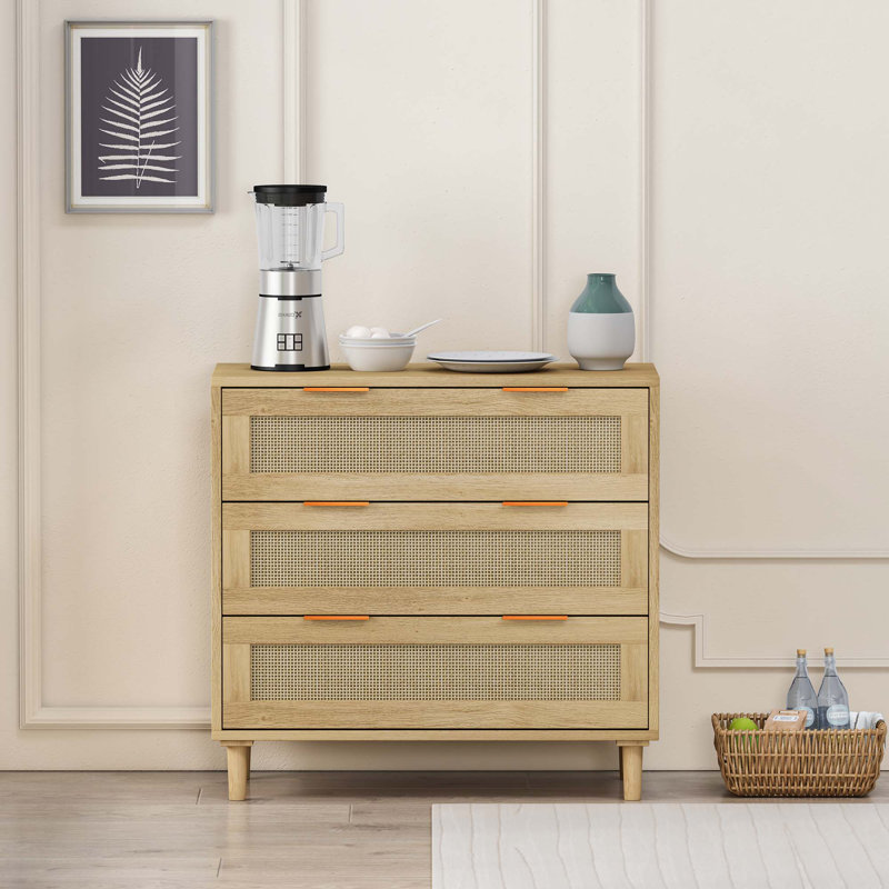 Armoire de rangement en rotin Cherle, Brun