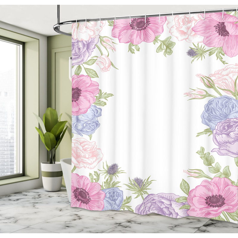 Shower Curtain with Hooks Included, 69" H x 105" W