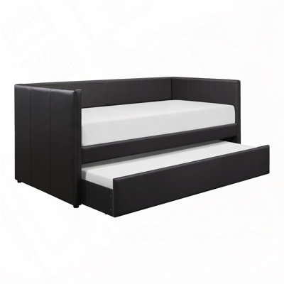 Faux Leather Upholstered Daybed with Trundle