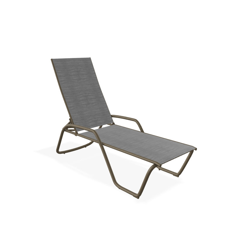 Outdoor Rust-Resistant Metal Chaise Lounge, Textured Beachwood, Collect Charcoal