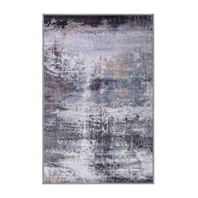 Tapis bleu / gris / blanc