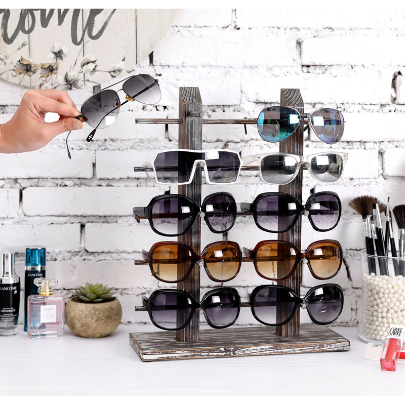 Wood 10 Compartment Makeup Organiser
