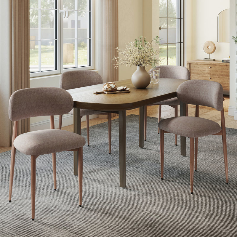 Upholstered Side Chair, Cream, Cream, Natural