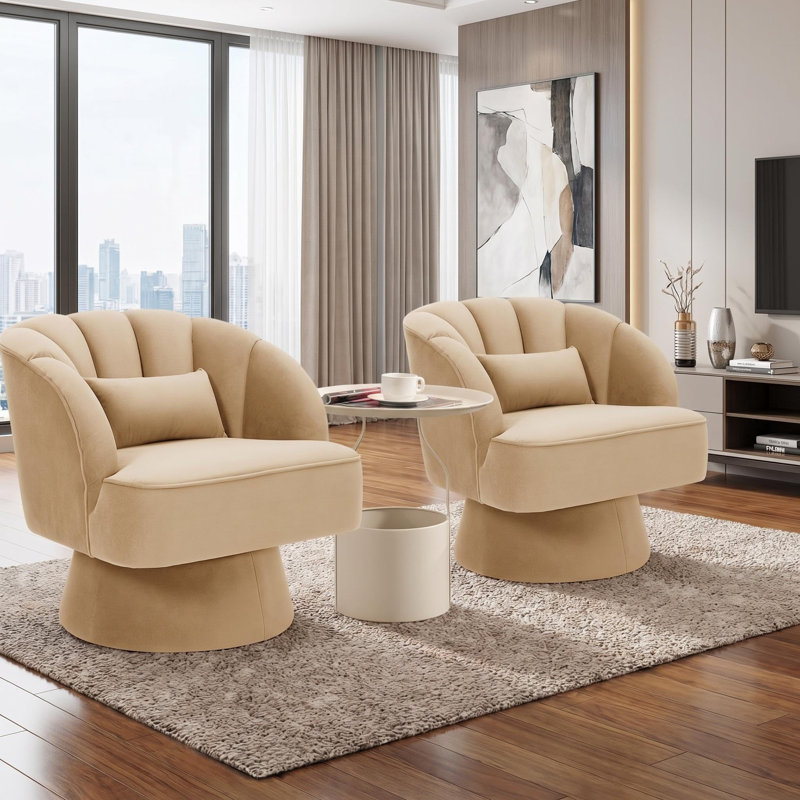 Upholstered Swivel Accent Chair, khaki