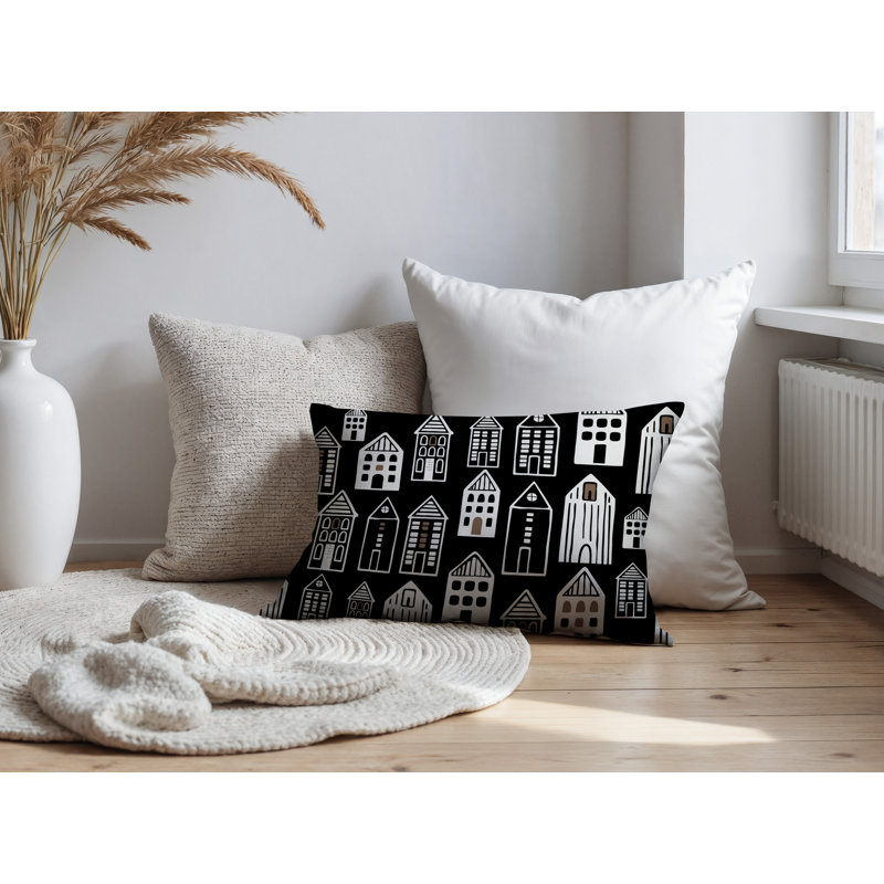 Oreiller rectangulaire réversible intérieur / extérieur Kito, Rectangle H 14 po x l 20 po, Noir