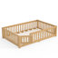 Lit double sur pied avec barrières de sécurité et porte pour enfants, naturel