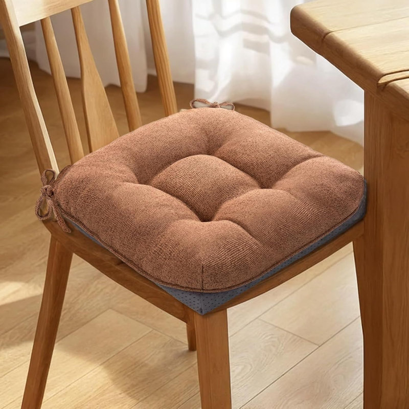 Dining Chair Cushions Set Of 4 Memory Foam 15.5 Inch Brown