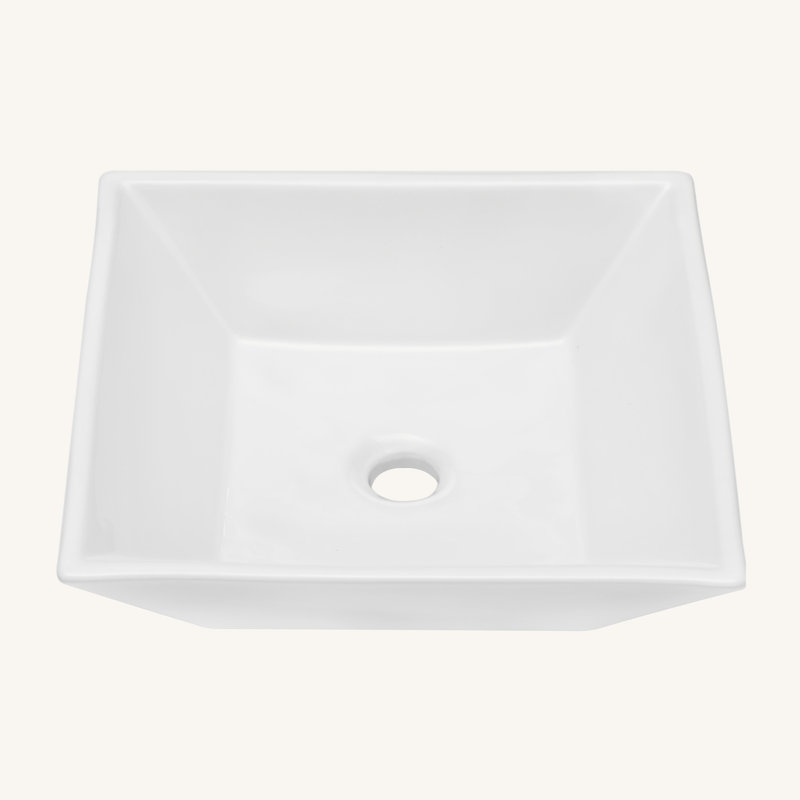 16X16 Inch White Ceramic Square Vessel Bathroom Sink