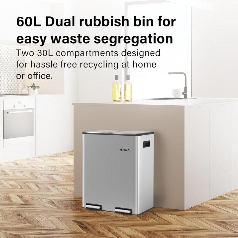 Metal Multi-Compartment Rubbish & Recycling Bin