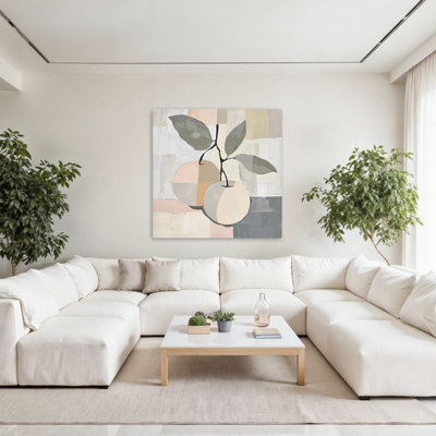 Duo Of Delight Contemporary; Minimalist Geometric Peache Abstract Fruit Modern Style Art