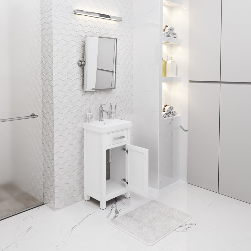 Prestwyck Mia 18" Bath Vanity Single Faucet, Pure White, Silver