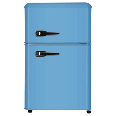Rolipo 2.8 Cu. Ft. Retro 2-Door Mini Fridge with True Top Freezer, LED Light and Glass Shelves