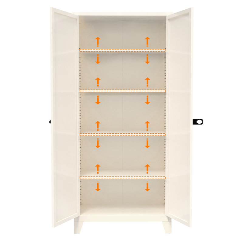 Armoire de rangement en métal avec portes et tablettes réglables, Beige