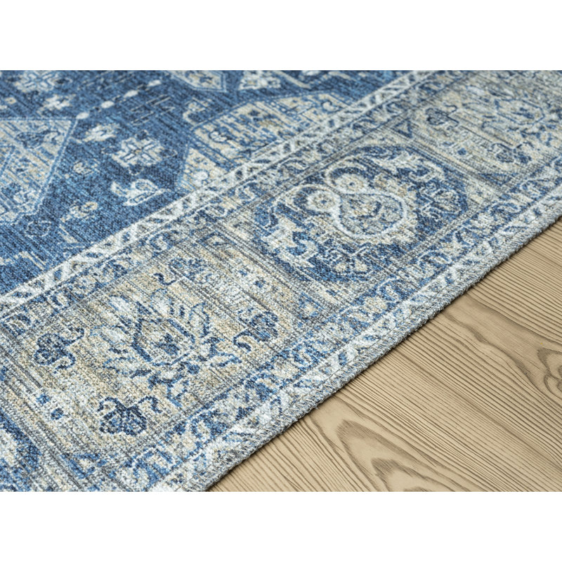 Tapis bleu marine lavable Barclay, Rectangle 2 pi 7 po x 7 pi 3 po